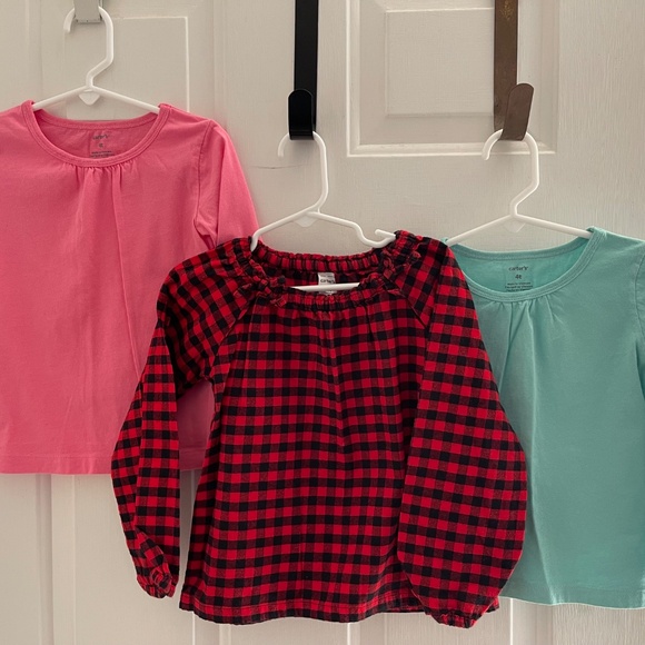 Lot of 3 Long Sleeve Shirts Tops Girls Size 4T Carters - Picture 4 of 9